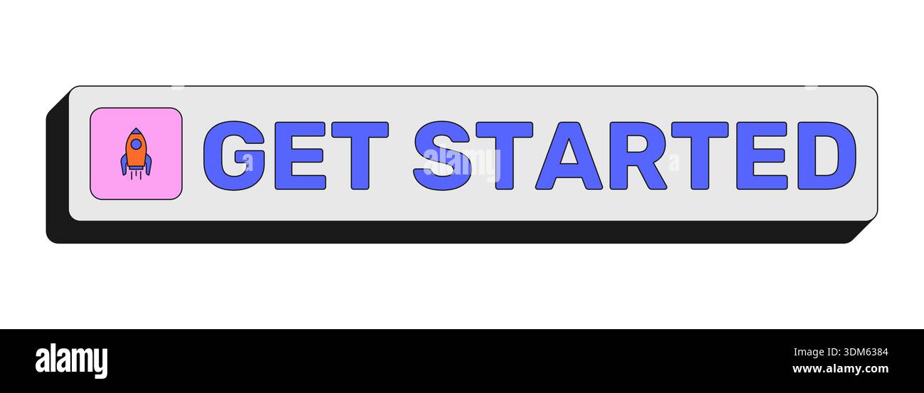 Get started rectangular UI web button Stock Vector