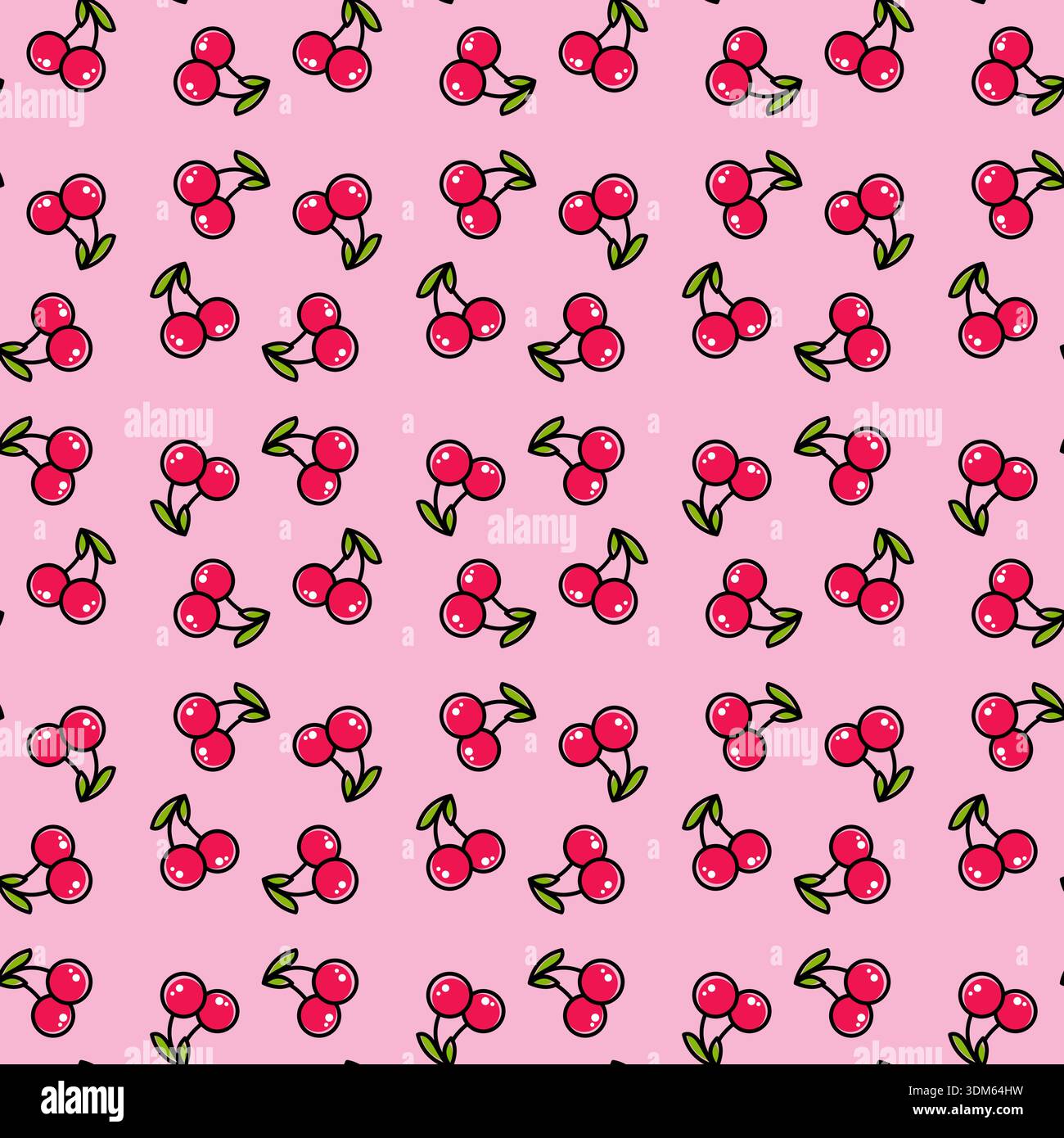 seamless pattern with hand drawn cherry image in flat style Vector Stock Vector
