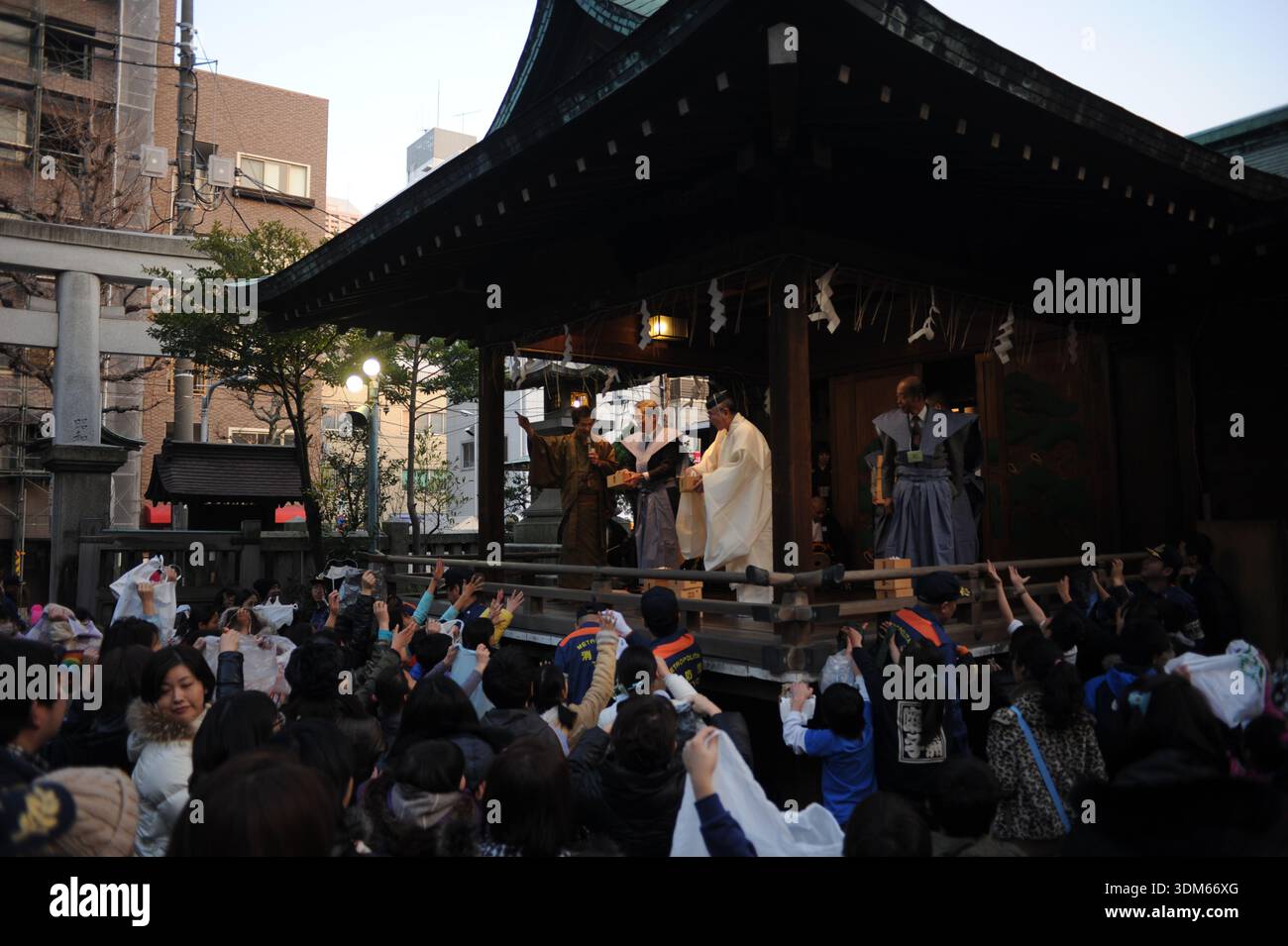 Setsubun festival with mame maki shinto ritual event at Teppozu Inari ...