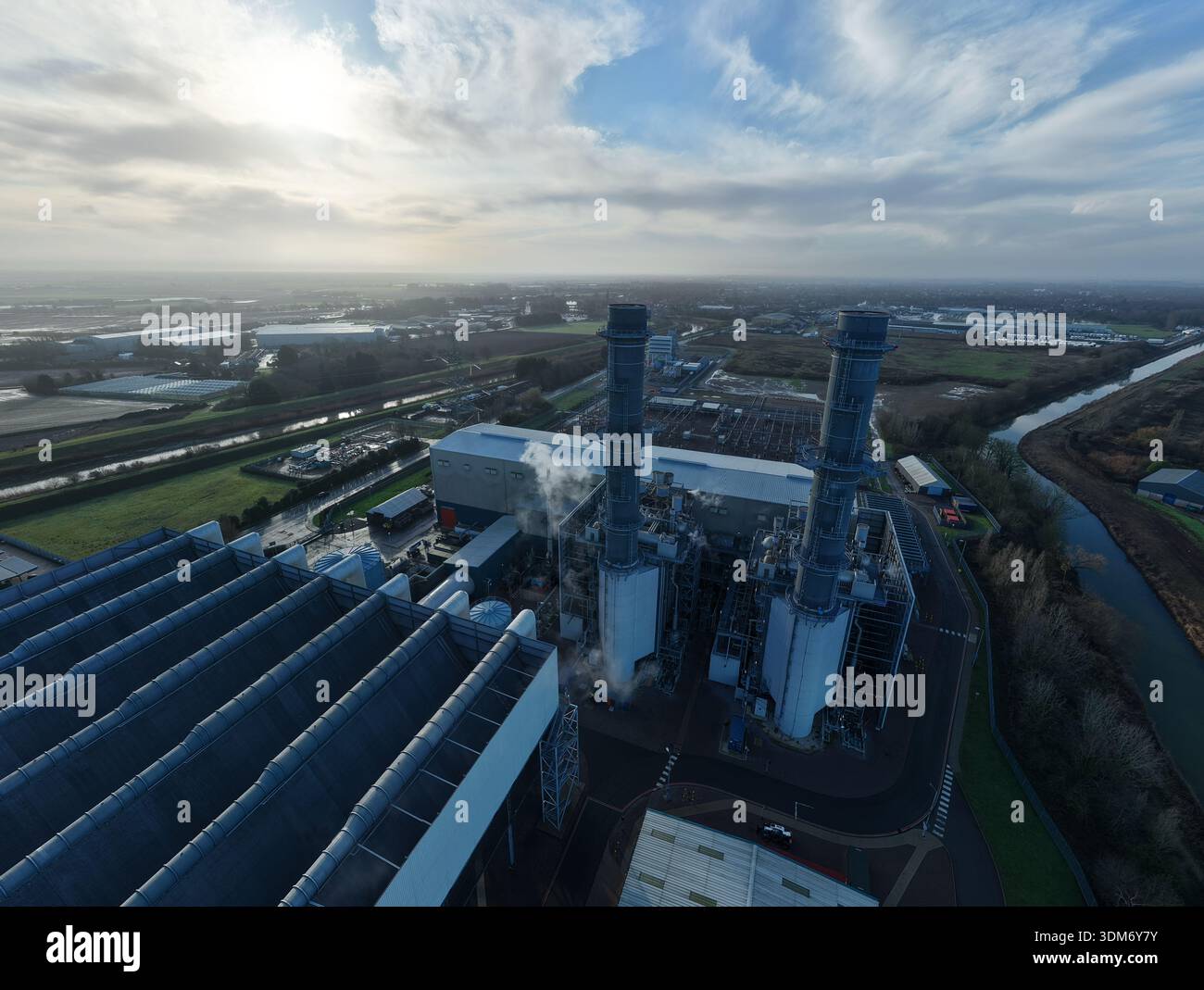 Aerial view of the towering Spalding Power Station with its industrial ...