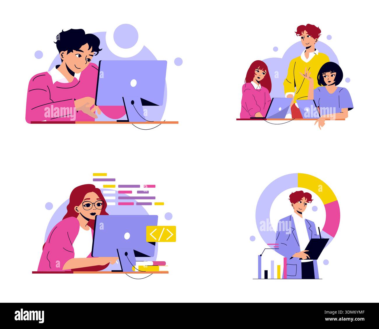 People Collaborating Computer Diverse colleagues collaborating computer Stock Vector Images - Alamy