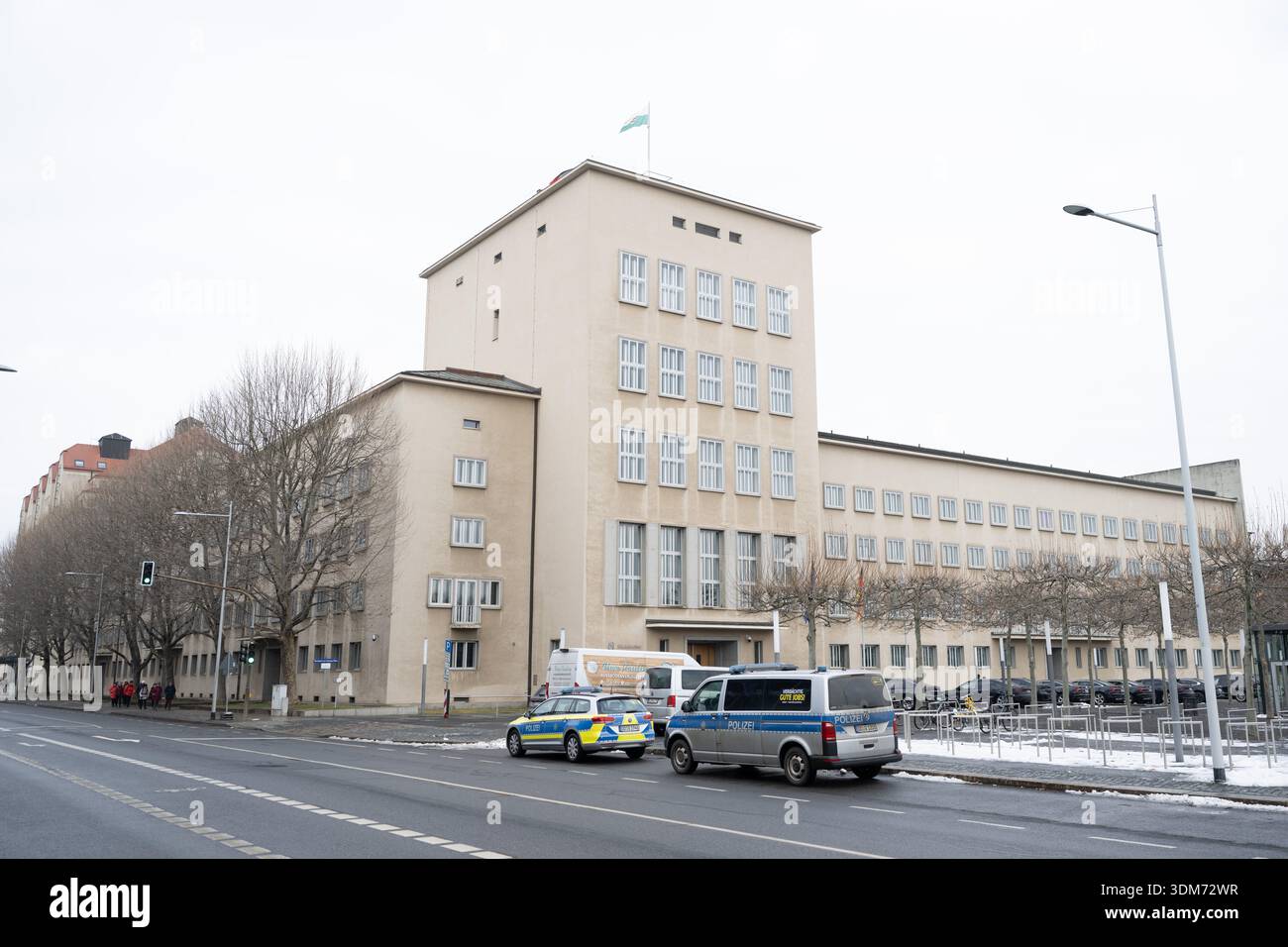 Dresden Germany 04th Feb 2026 Police Vehicles Are Parked In Front dresden-germany-04th-feb-2026-police-vehicles-are-parked-in-front