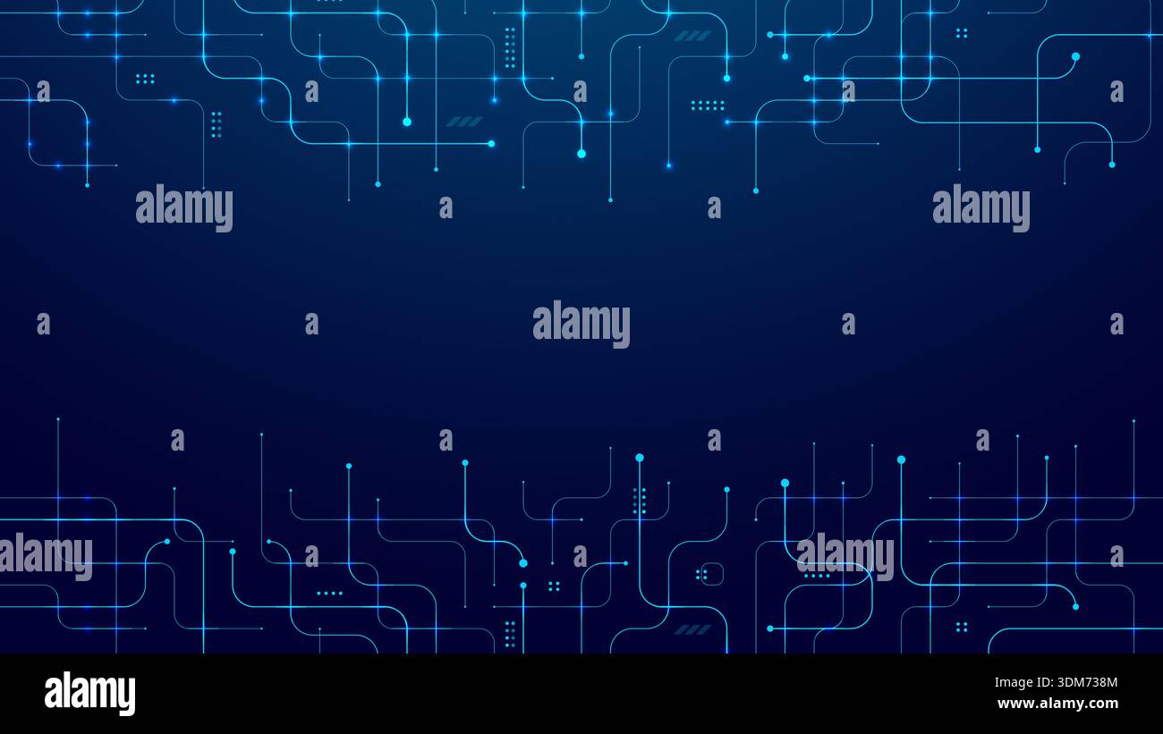 Futuristic circuit board design with flowing blue gradients Stock Vector