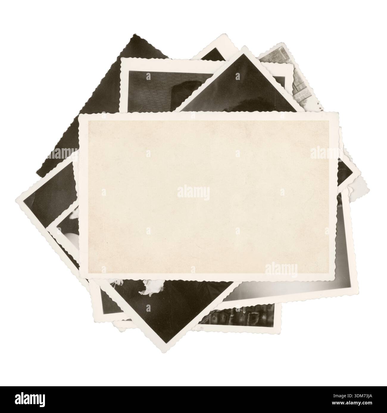 Stack of Old Photos Isolated on White Background Stock Photo