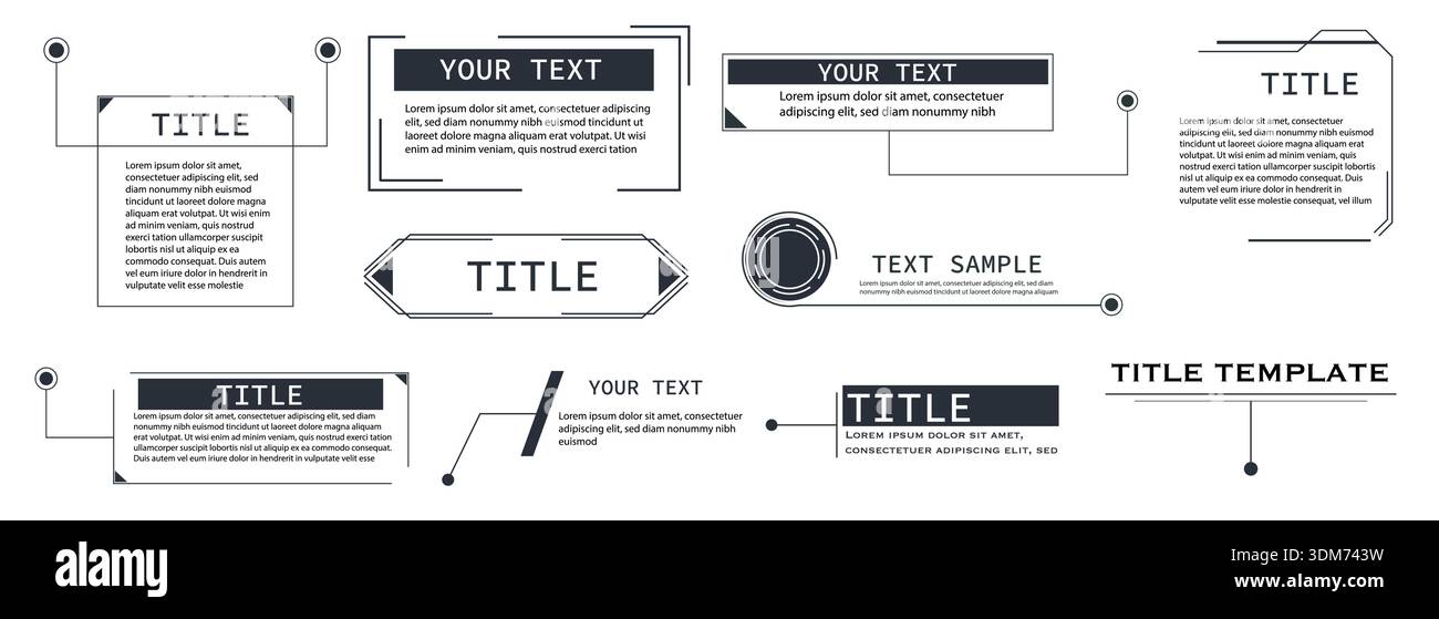 Title text box, callout frame set. Hud line border. Titles banner ...