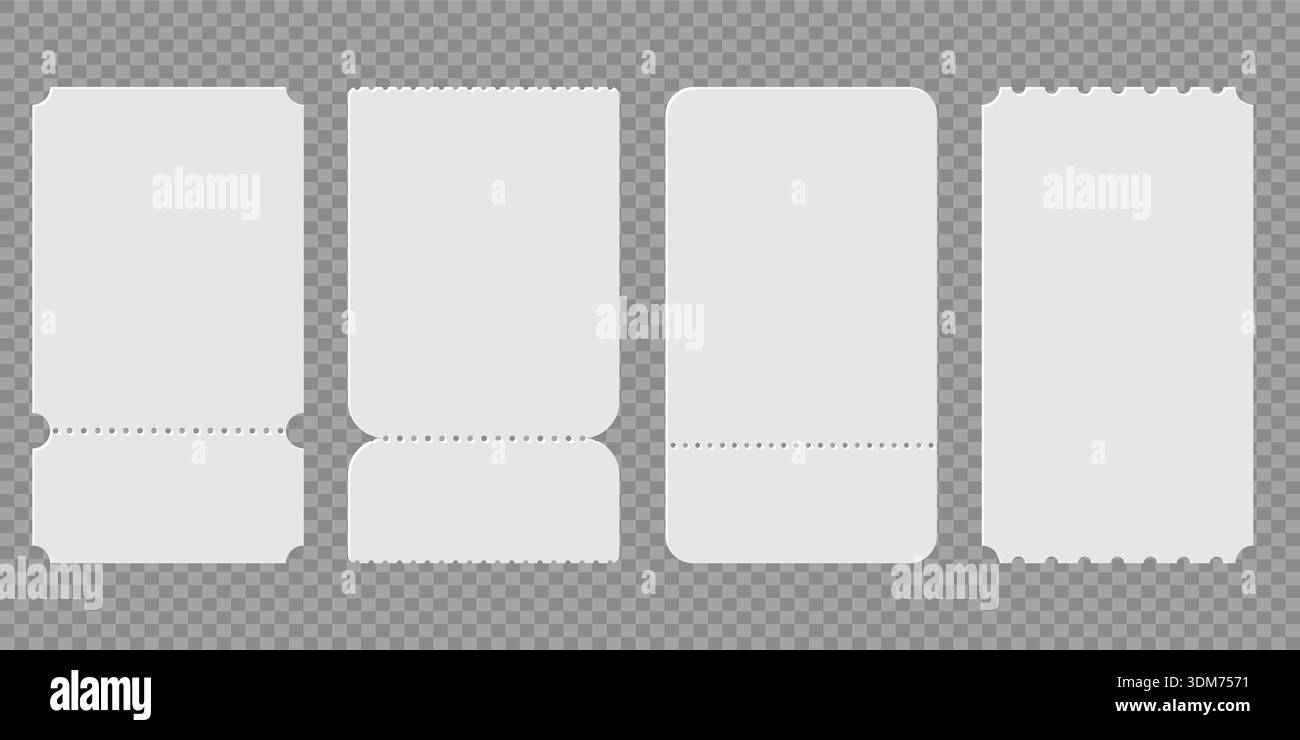 Ticket Ripple Line Collection of empty ticket shapes with perforated lines for party ...
