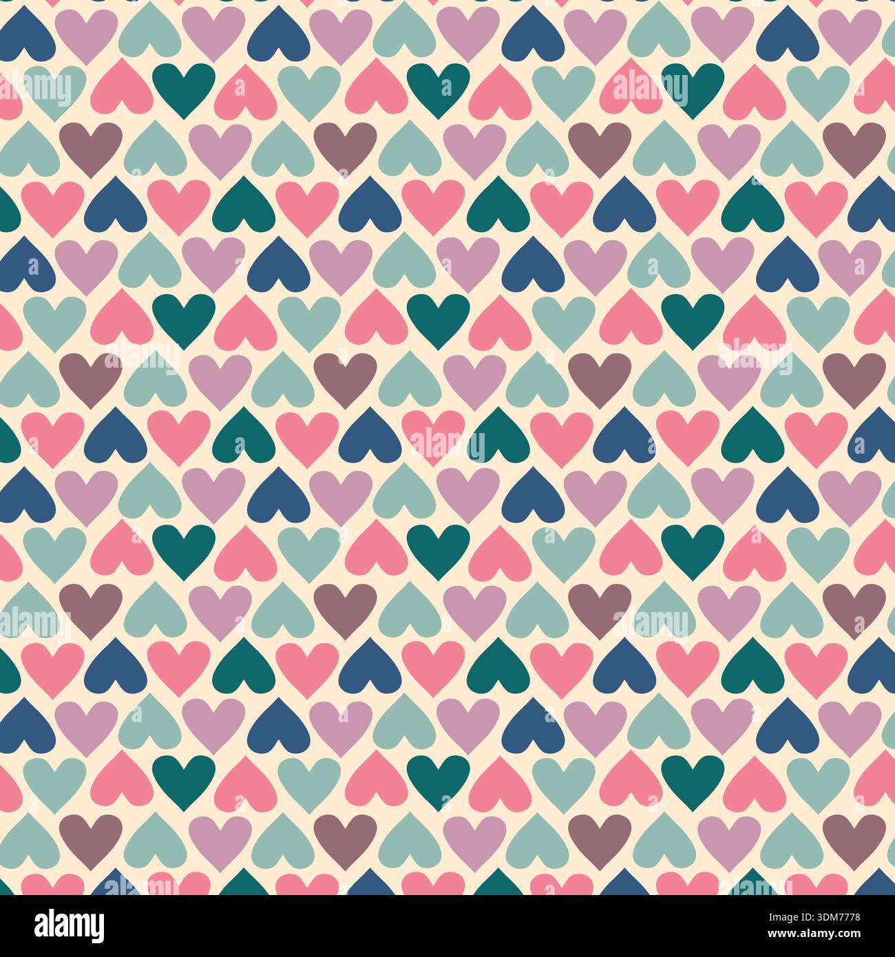 Pastel Multicolor Hearts Seamless Pattern Vector.eps Stock Vector