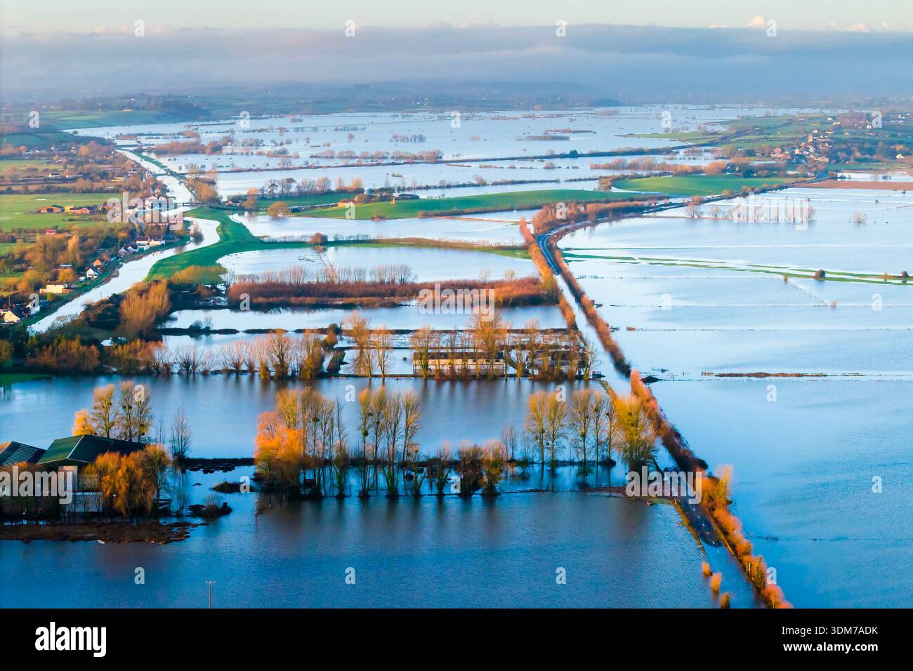 Burrowbridge, Somerset, UK. 4th February 2026. UK Weather. Aerial view ...