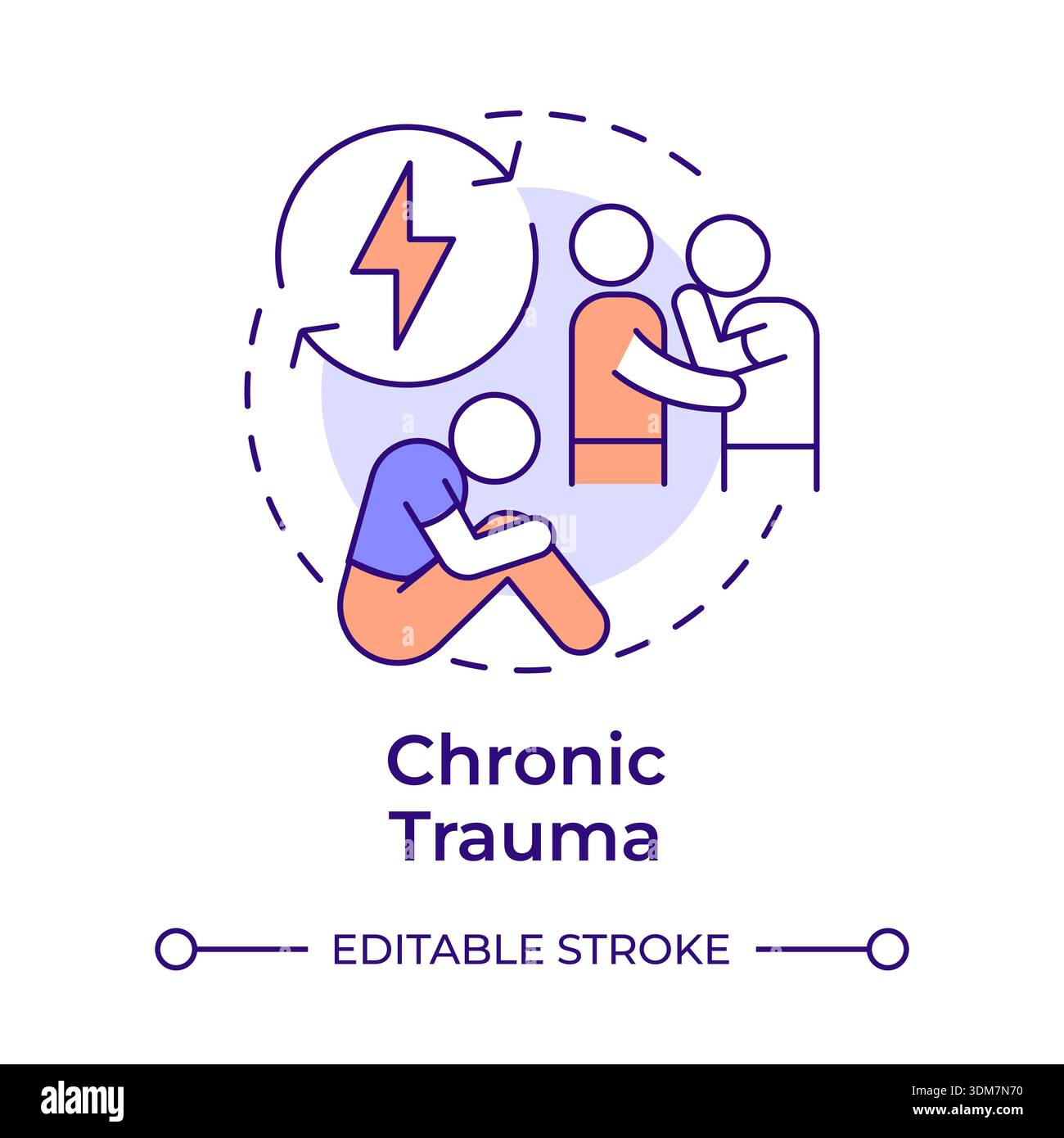 Chronic trauma multi color concept icon Stock Vector