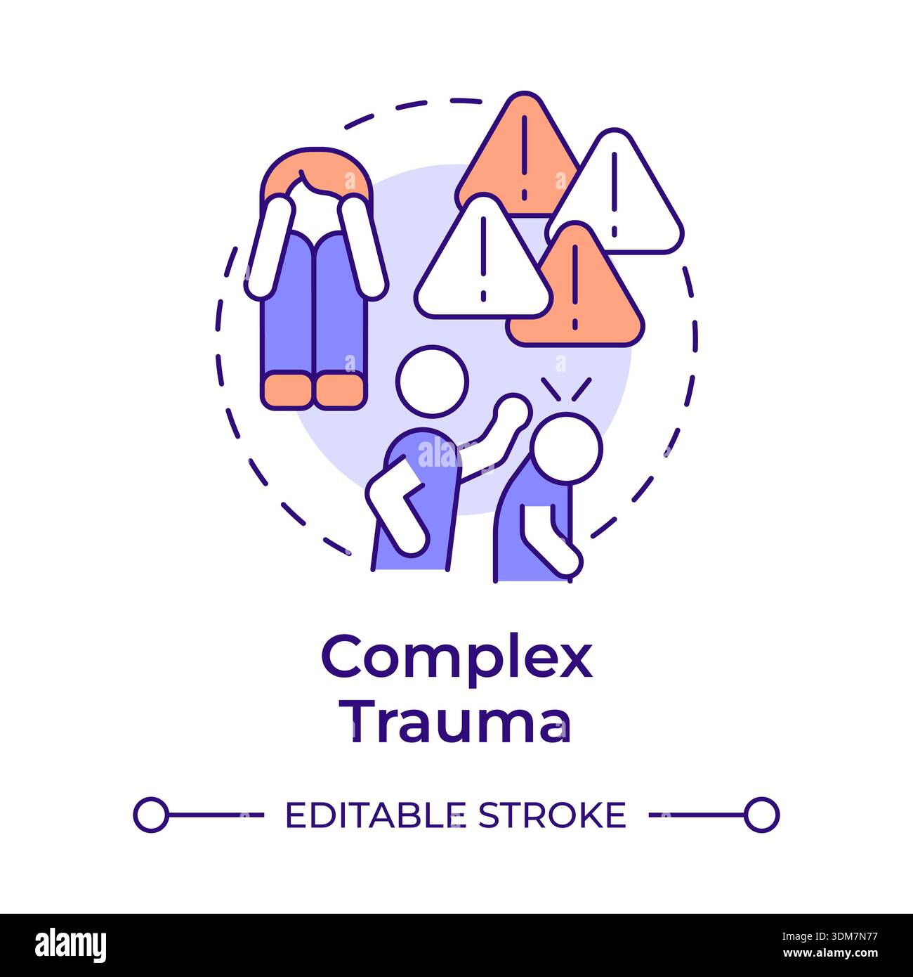 Complex trauma multi color concept icon Stock Vector