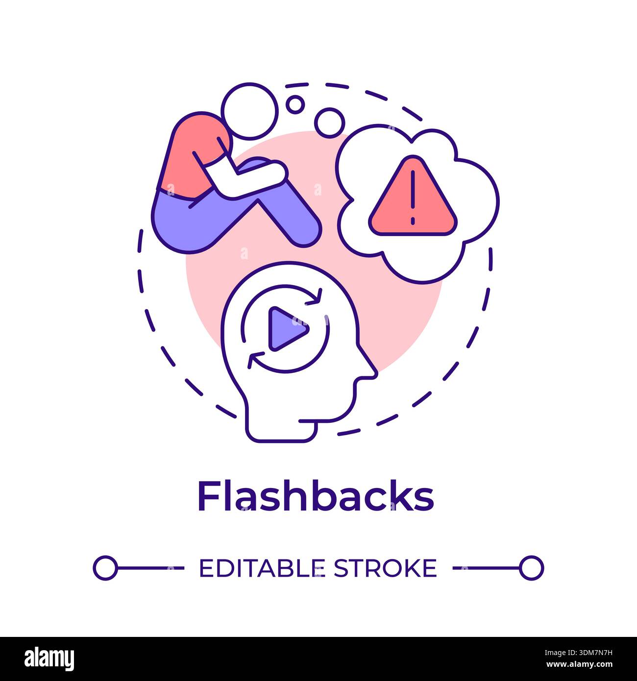 Flashbacks multi color concept icon Stock Vector