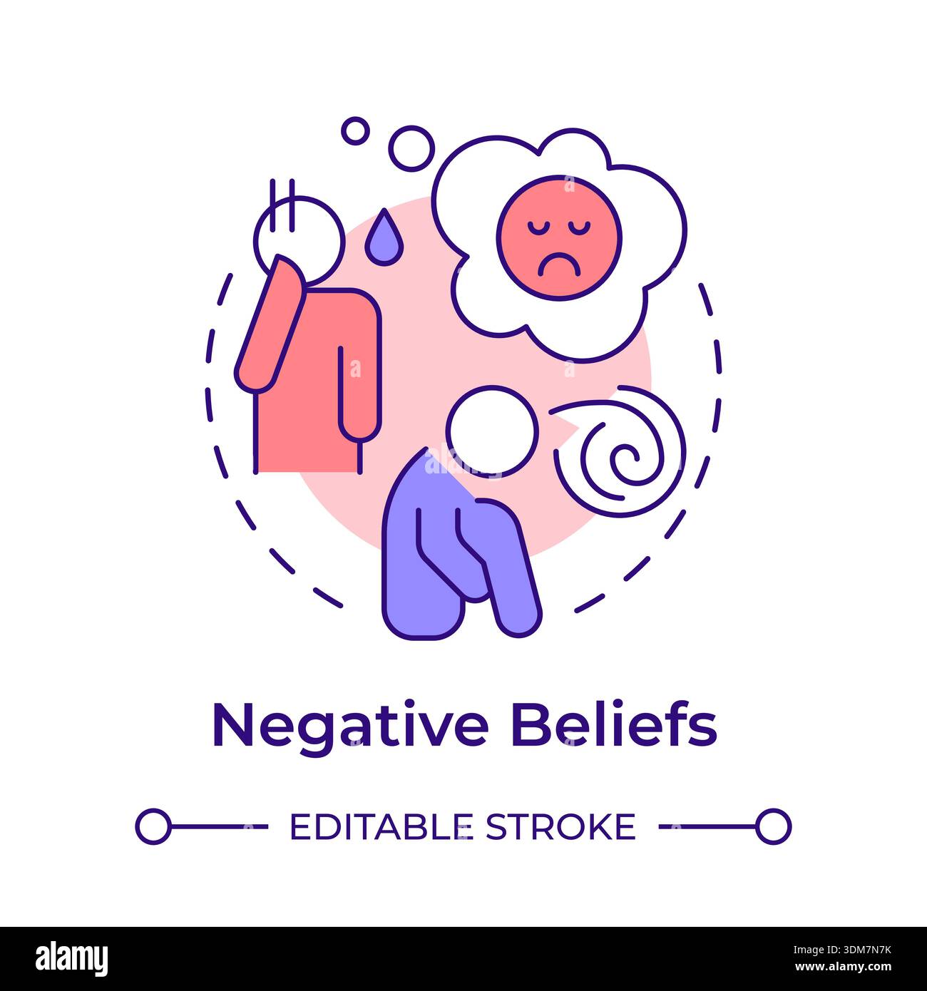 Negative beliefs multi color concept icon Stock Vector