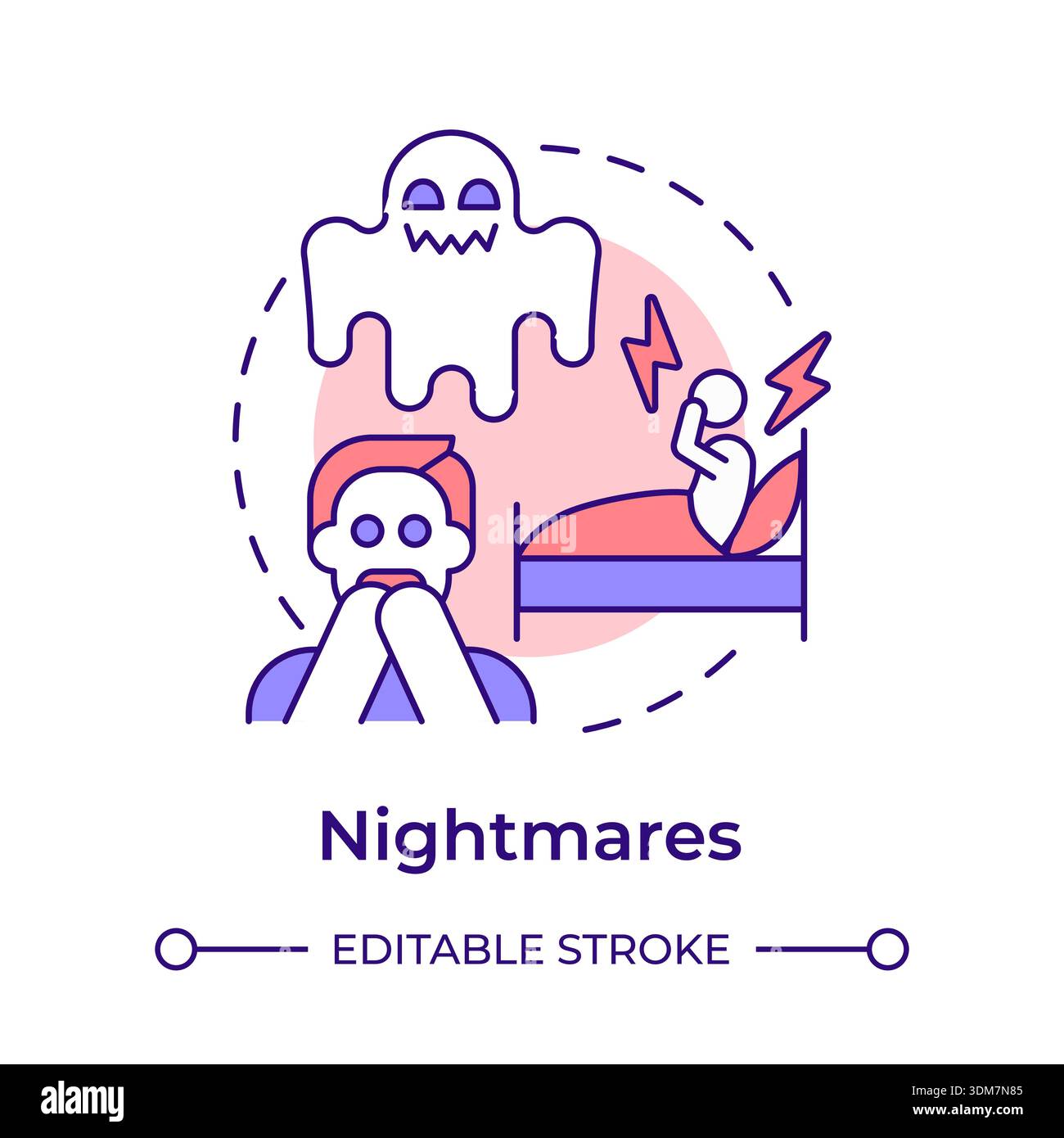 Nightmares multi color concept icon Stock Vector