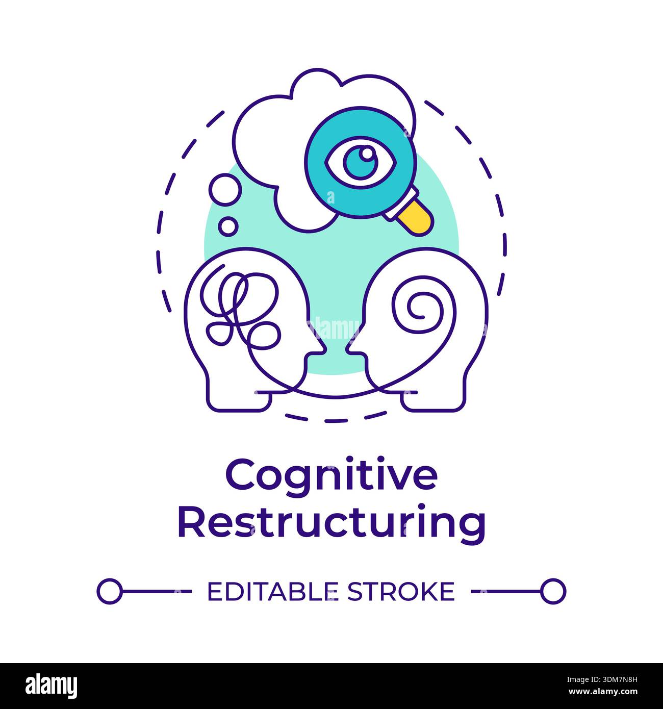 Cognitive restructuring multi color concept icon Stock Vector