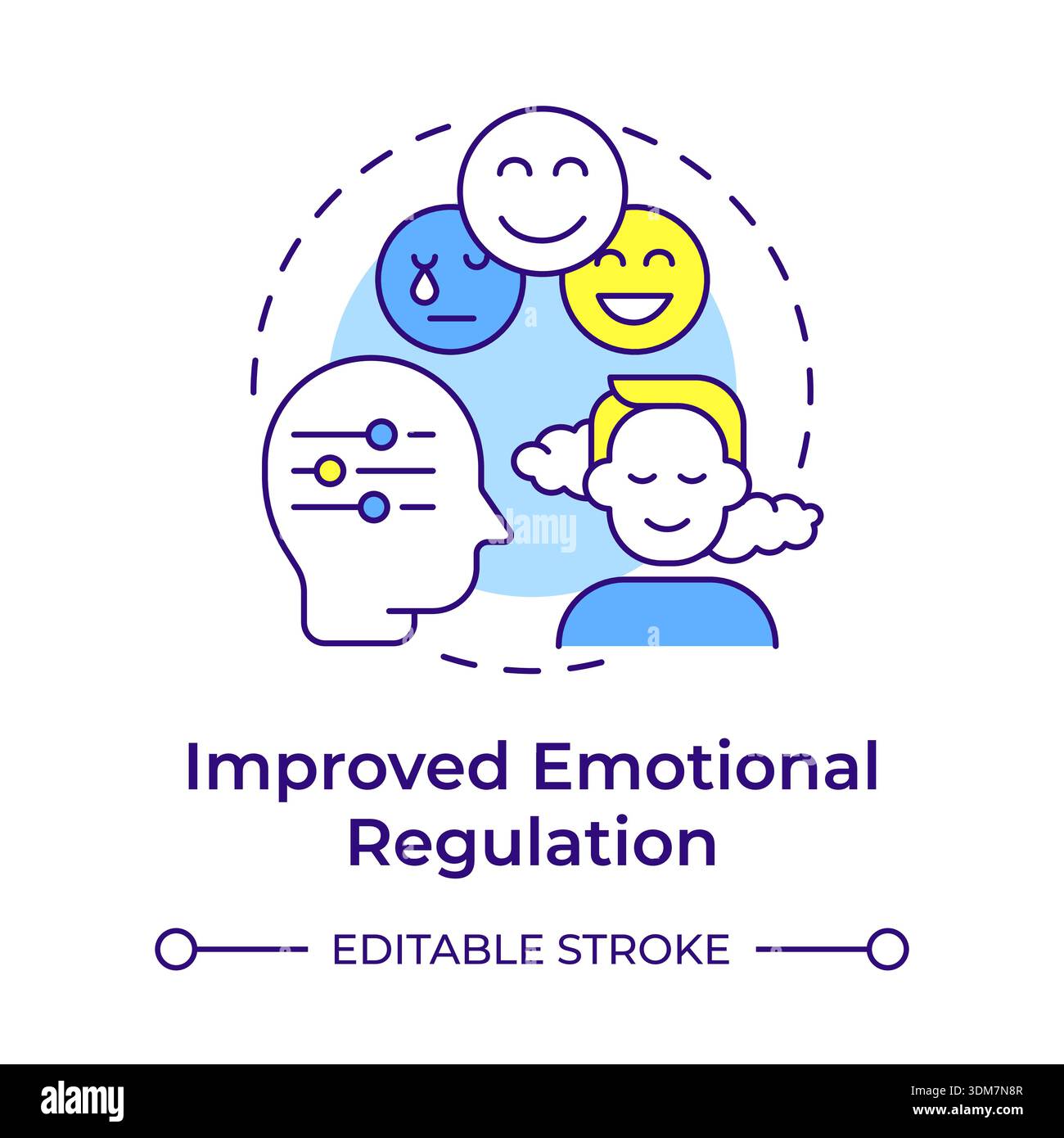 Improved emotional regulation multi color concept icon Stock Vector