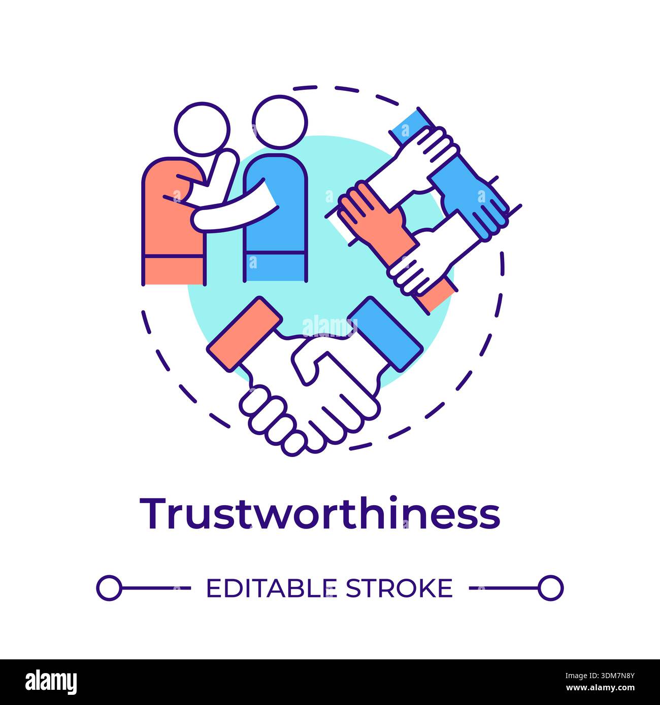 Trustworthiness multi color concept icon Stock Vector