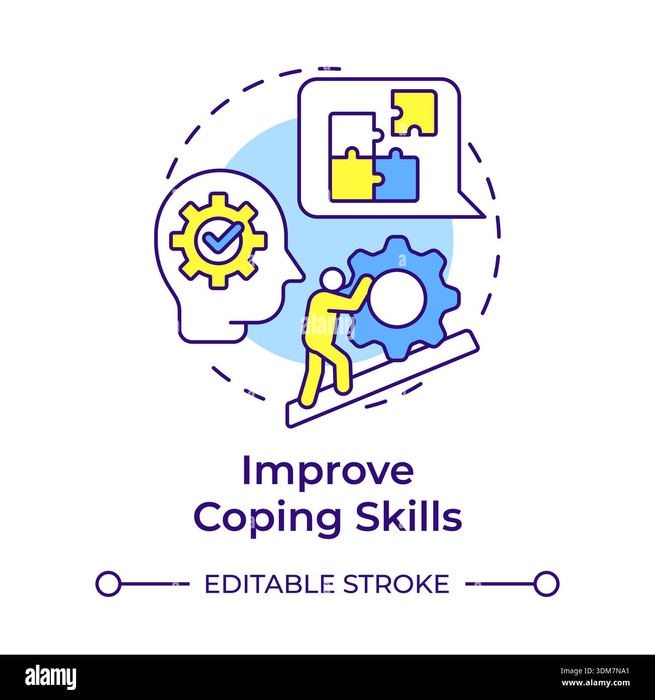 Improve coping skills multi color concept icon Stock Vector