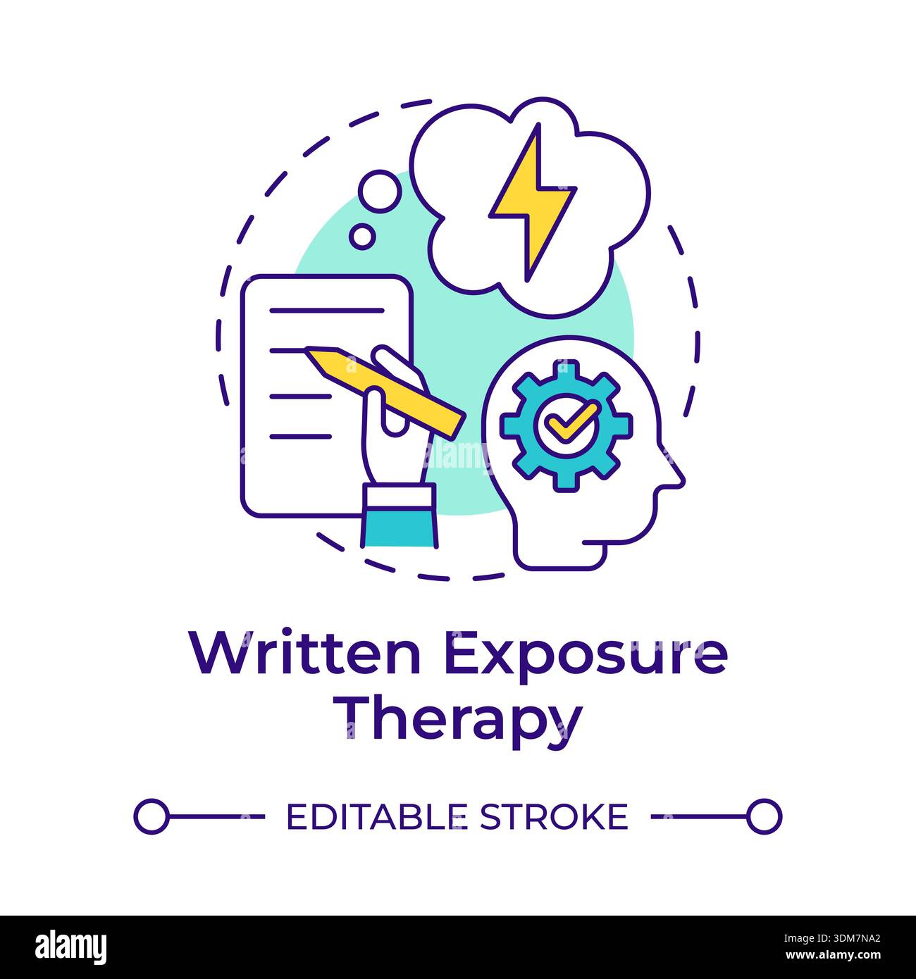 Written exposure therapy multi color concept icon Stock Vector