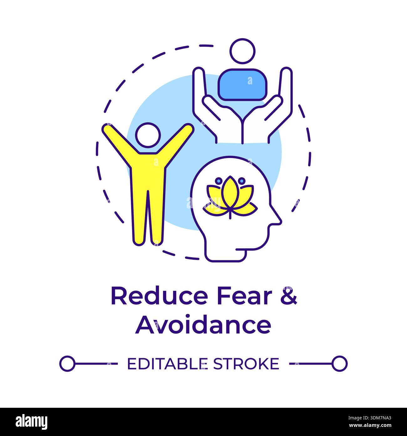 Reduce fear and avoidance multi color concept icon Stock Vector
