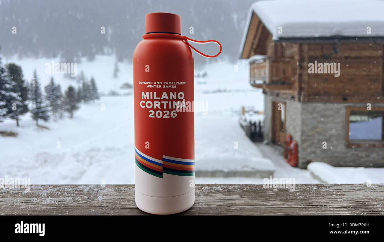 Livigno, Italy - February 3, 2026: Branded Coca Cola volunteer