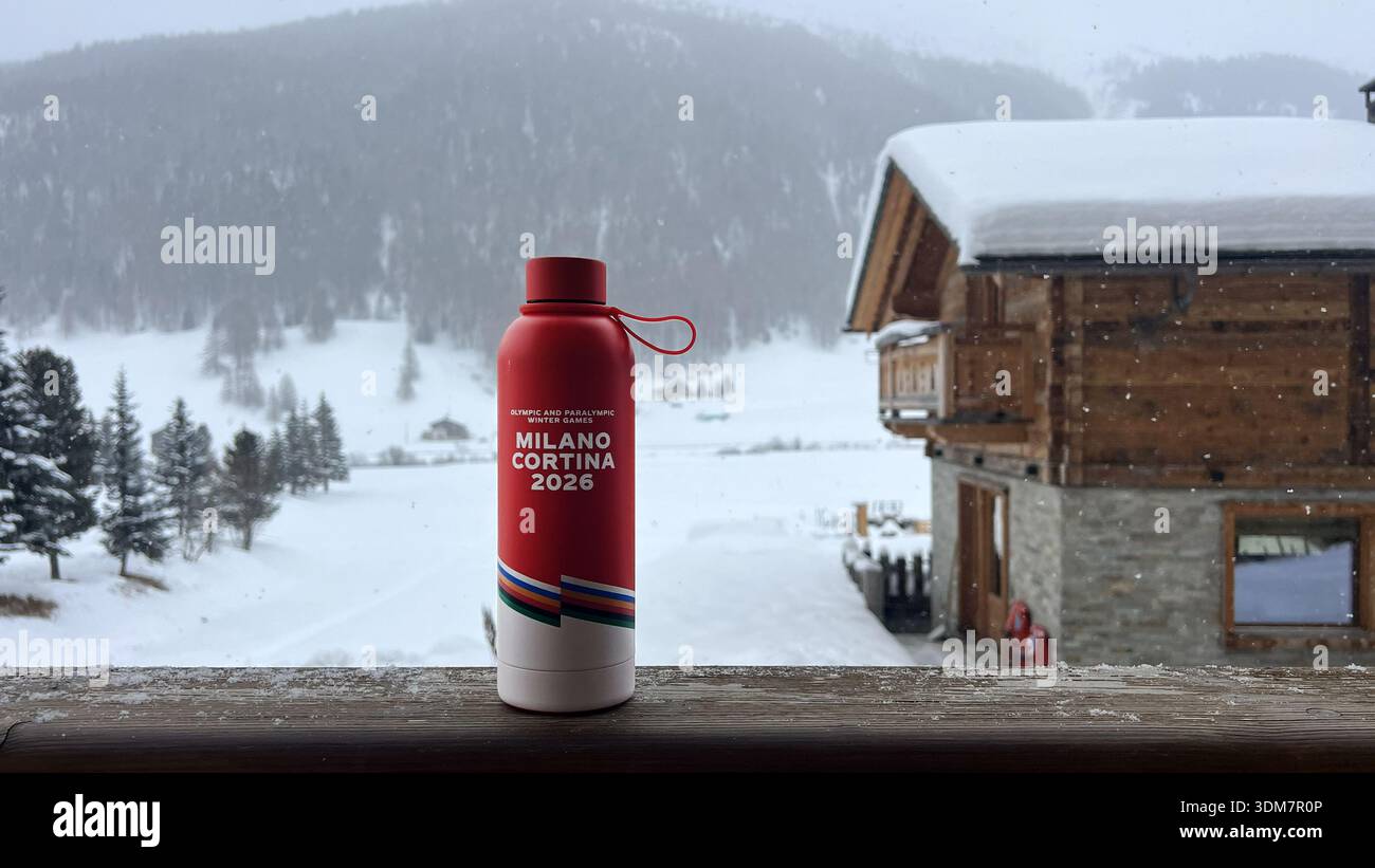 Livigno, Italy - February 3, 2026: Branded Coca Cola volunteer