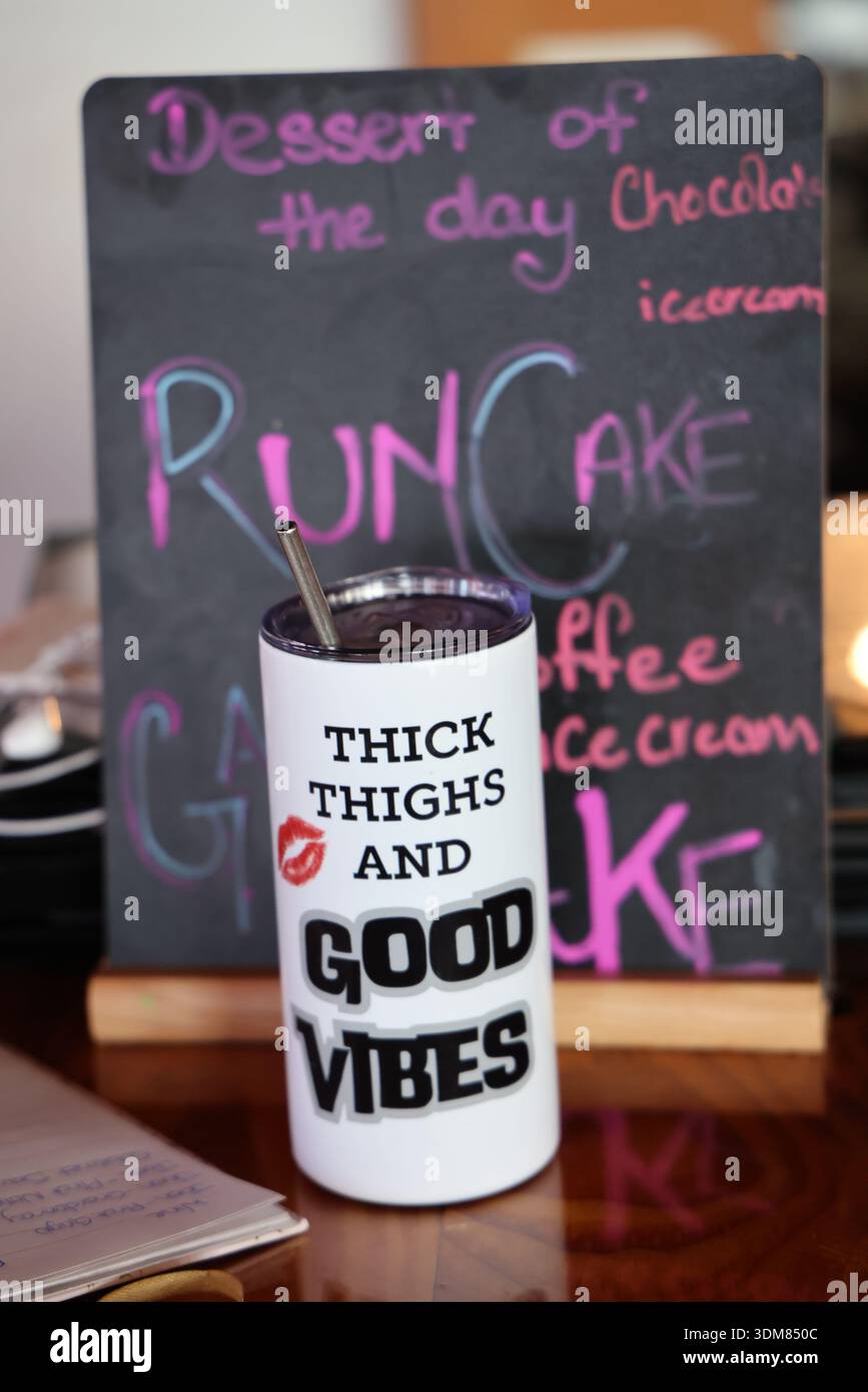 Decisions, decisions - go for rum cake and get thick thighs and good vibes Stock Photo