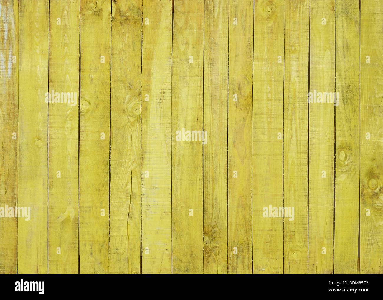 Bright yellow wooden plank wall texture background with vertical boards, natural wood grain Stock Photo