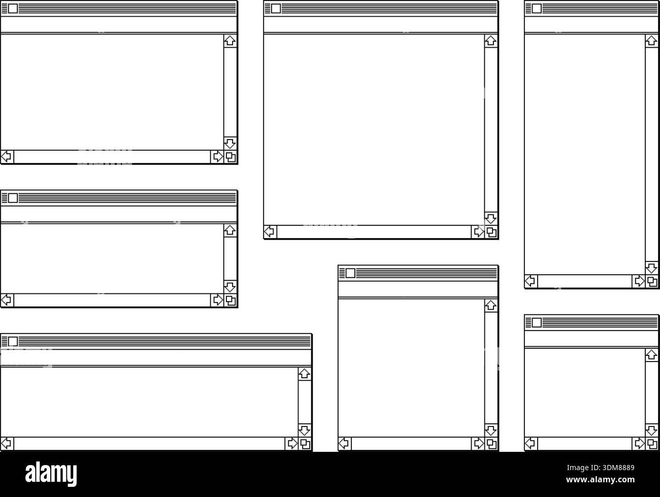Vector retro computer frames in different sizes easily streatchable Stock Vector