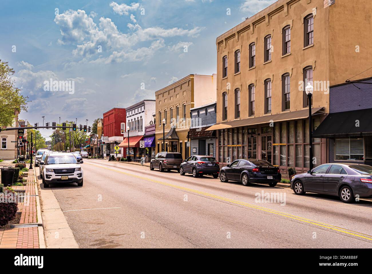 Downtown Emporia, Virginia, Streetscape with vintage brick buildings. Stock Photo