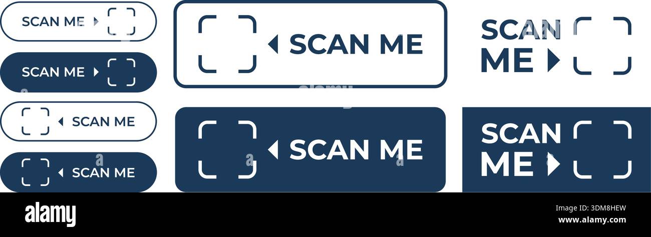 Scan qr code icon set. Scan me frame. Blue png buttons on transparent ...