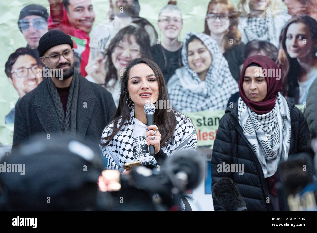 Brogan Devlin, sister of Jordan Devlin, addresses the media outside ...