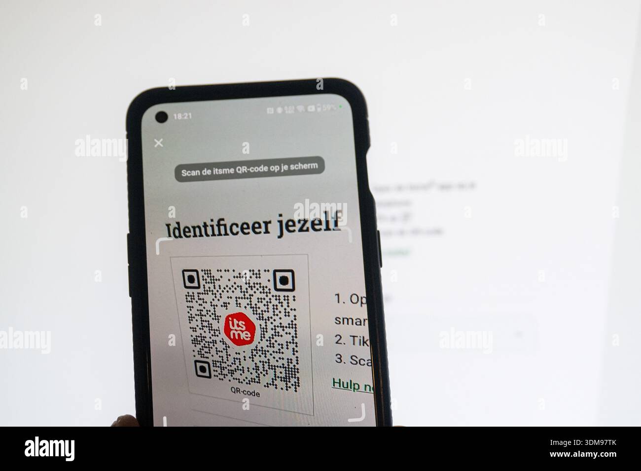 Itsme Code A QR code is seen in the Itsme smartphone application, a digital ID app ...