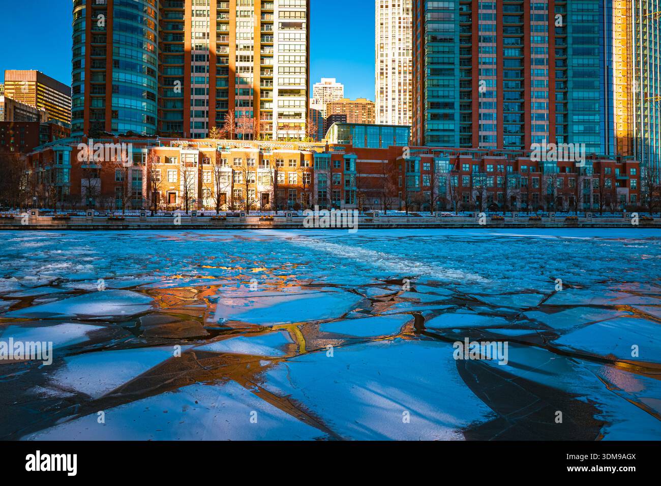 Impressive and beautiful view of apartment buildings rising along the ...