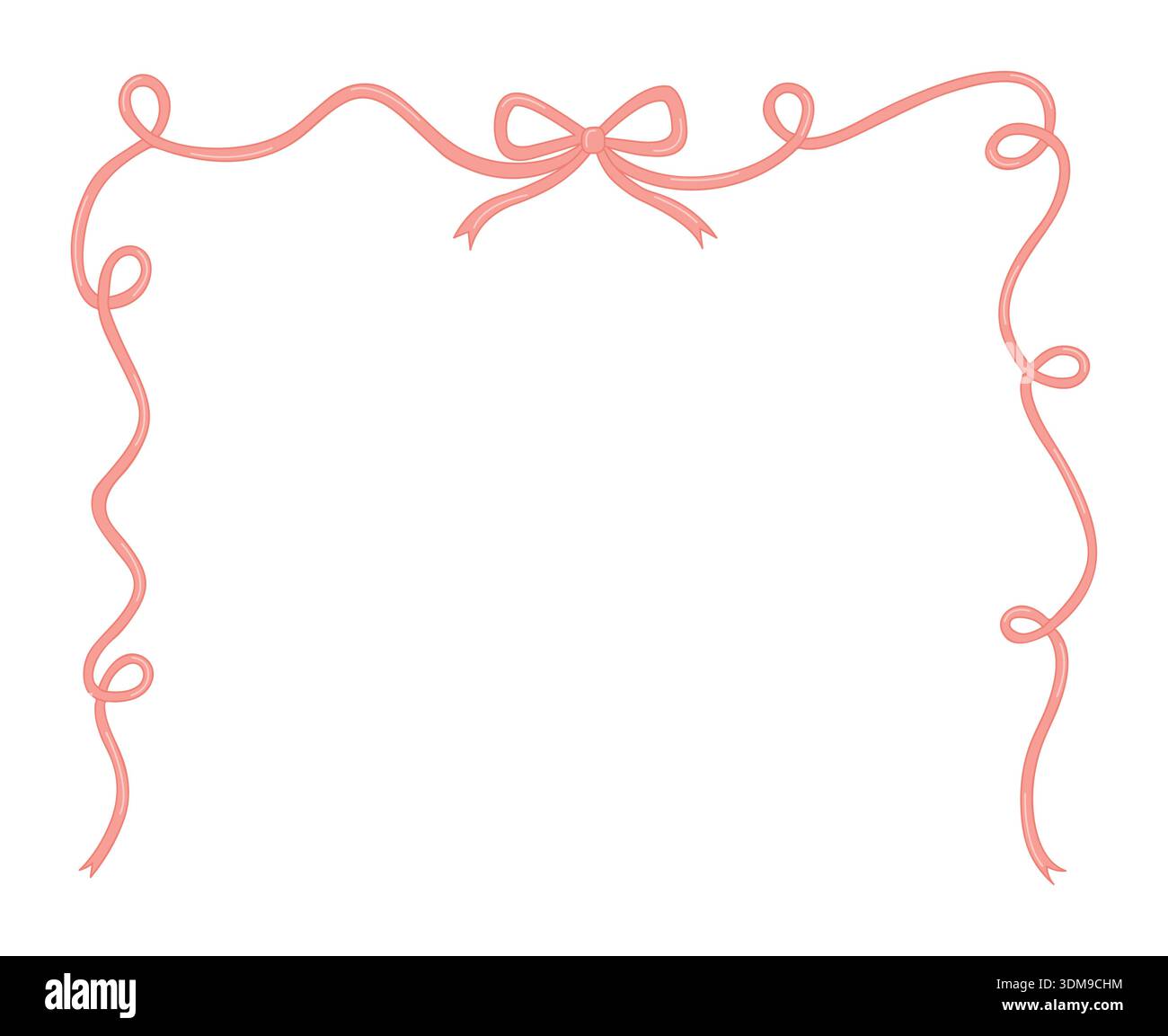 Pink Ribbon Frame with Bow in Cute Style Stock Vector