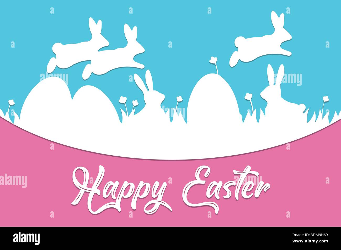 Happy easter colorful paper cut rabbit egg design illustration Stock Vector