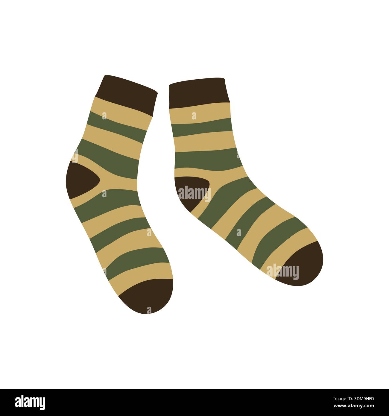 Vector icon striped socks. Funny element in a cartoon style Stock Vector