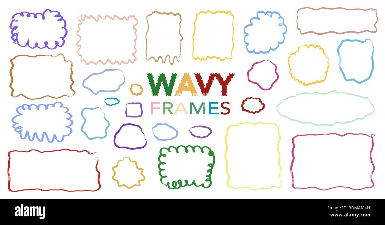 Set of wavy organic frames rectangle square shapes Abstract Designs ...