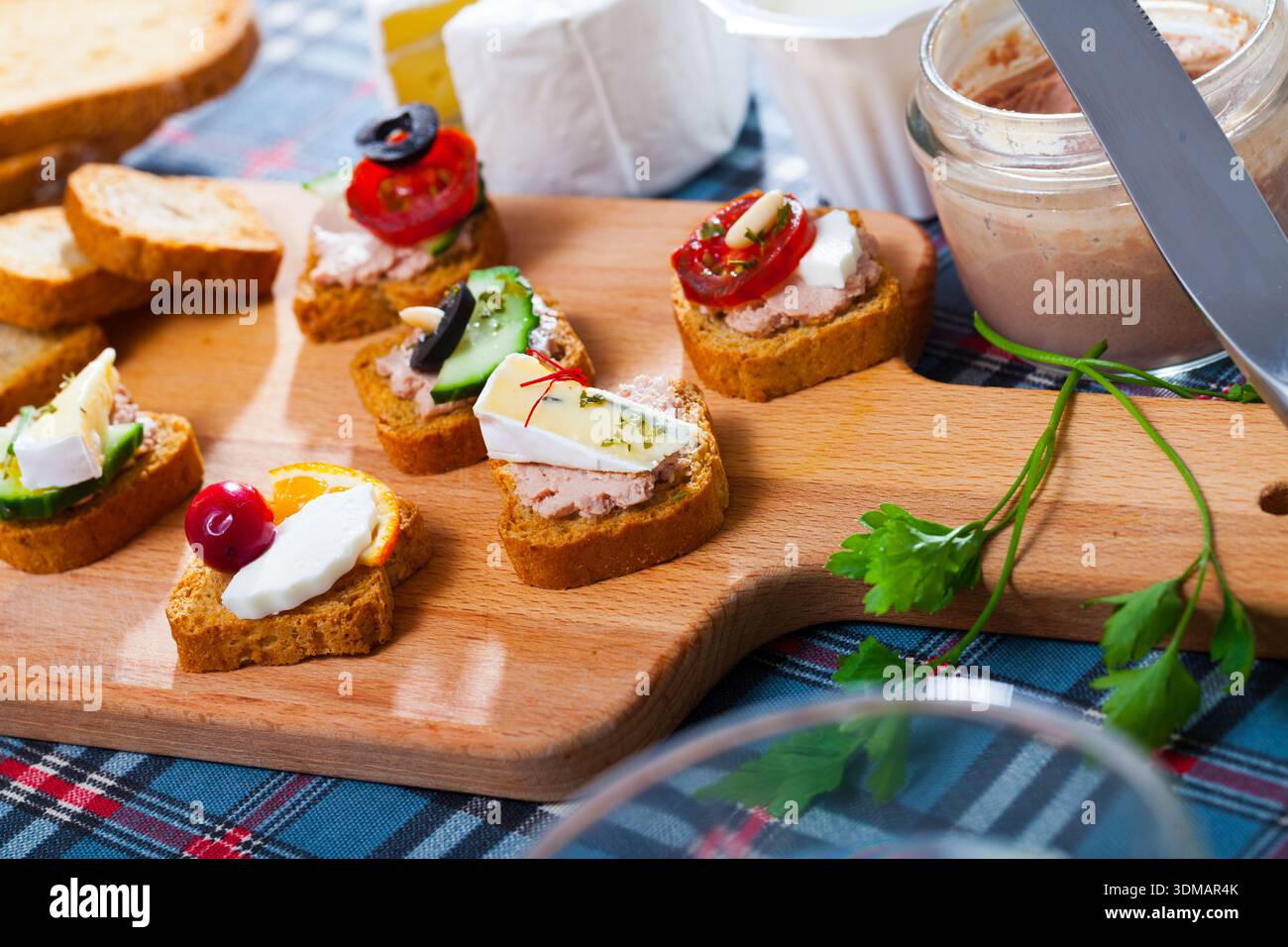 Assorted homemade canape appetizers Stock Photo