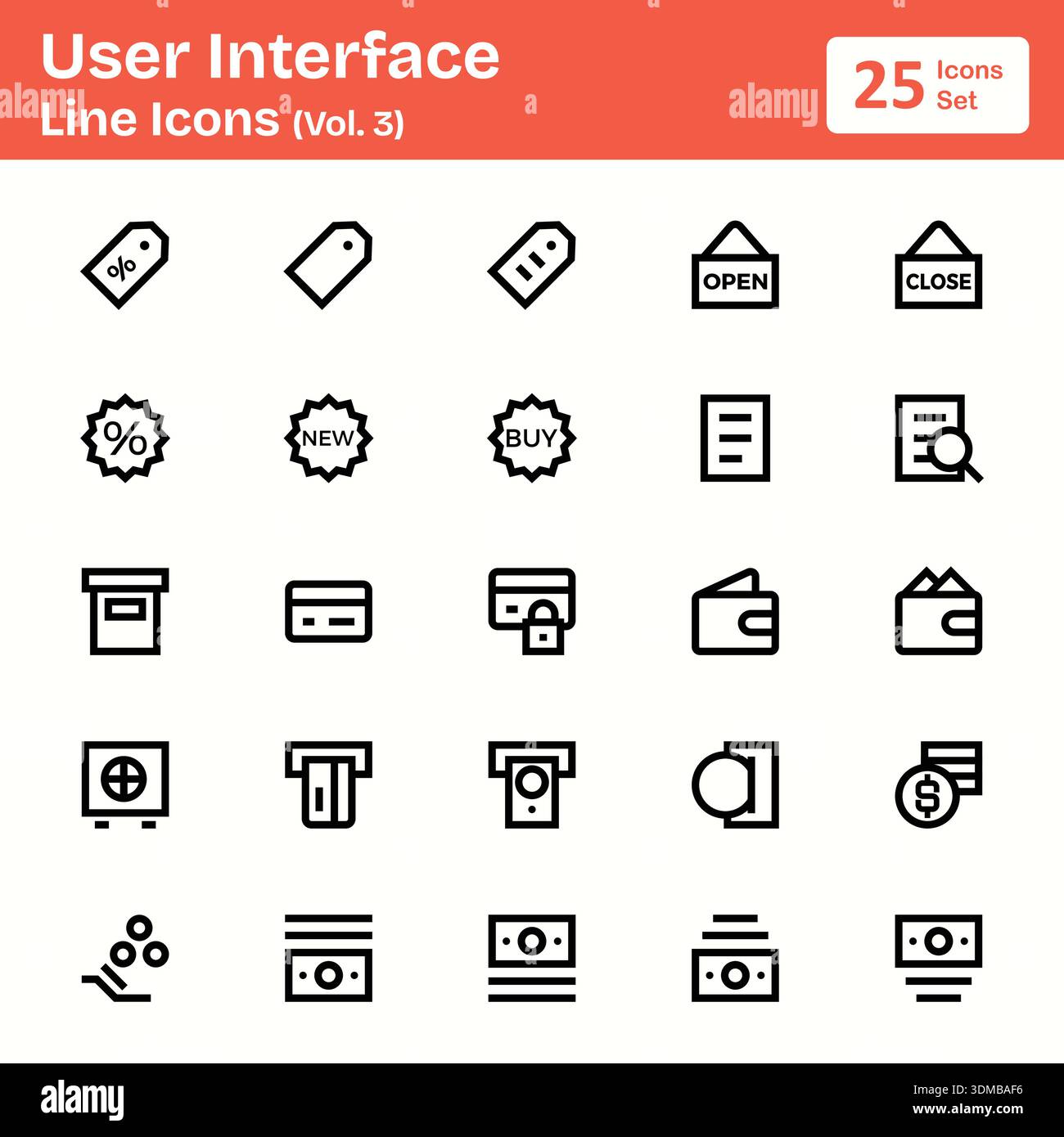 User Interface Line Icons (Vol. 3) Stock Vector