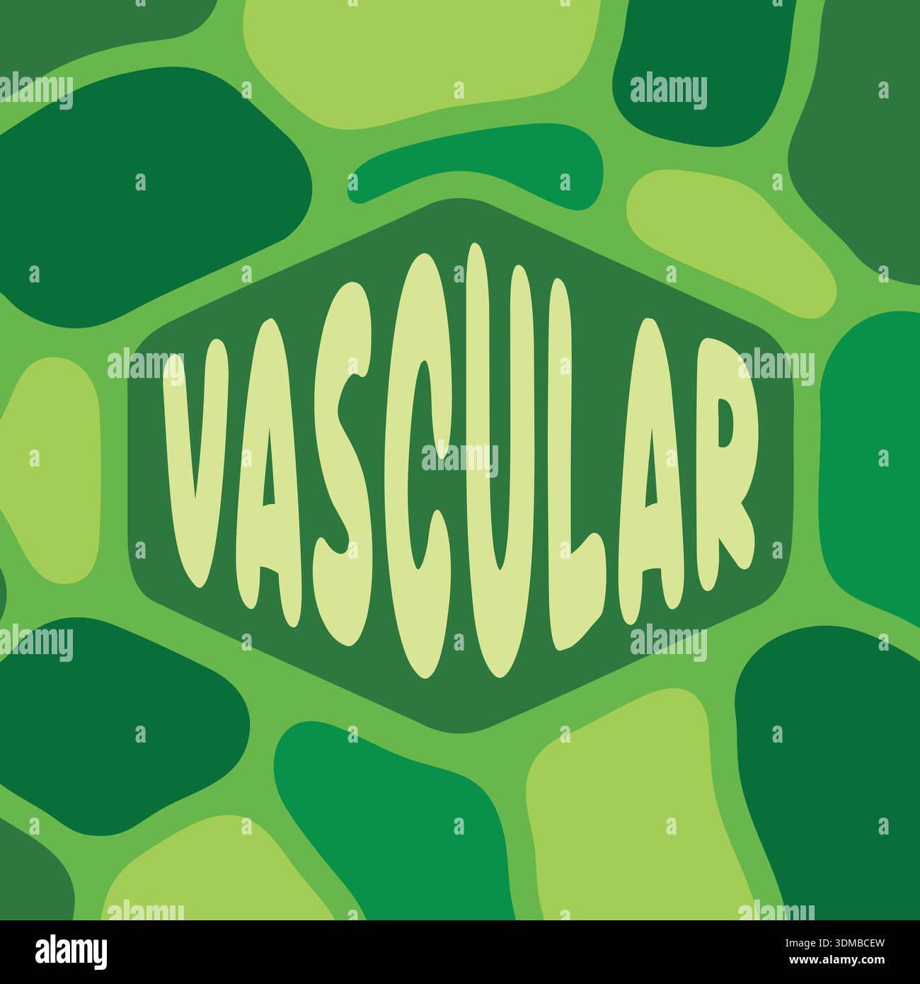 Green organic cell pattern background with vascular text in bold stylized type Stock Vector
