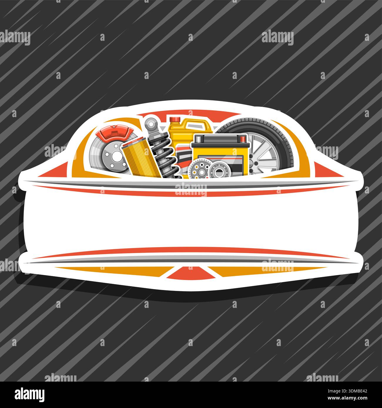 Vector logo for Auto Parts, poster with white decorative signboard with ...