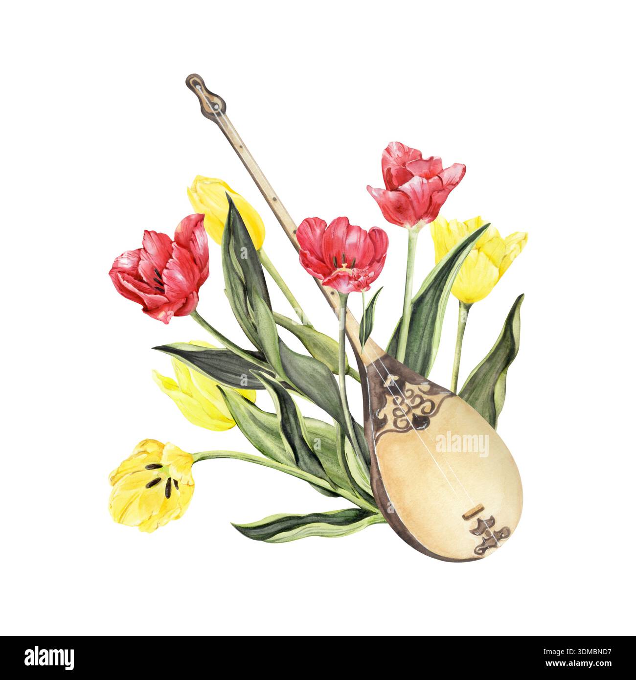 Spring Musical Instrument Images Traditional musical instrument dombra with spring tulips Stock Photo ...