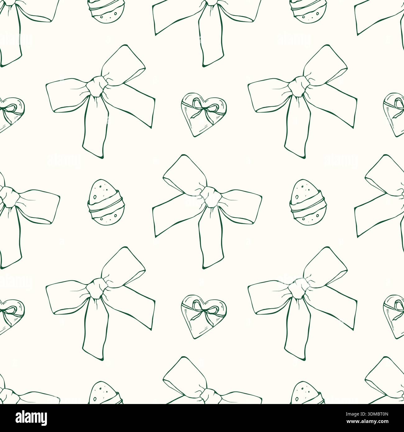Seamless easter pattern with bows and easter eggs Stock Vector