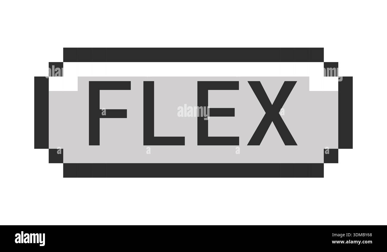 Flex monochrome pixel art button Stock Vector