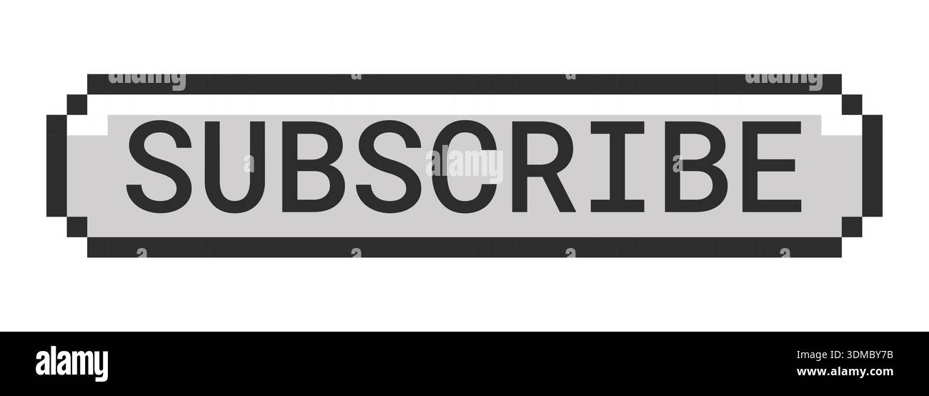 Subscribe monochrome pixel art button Stock Vector