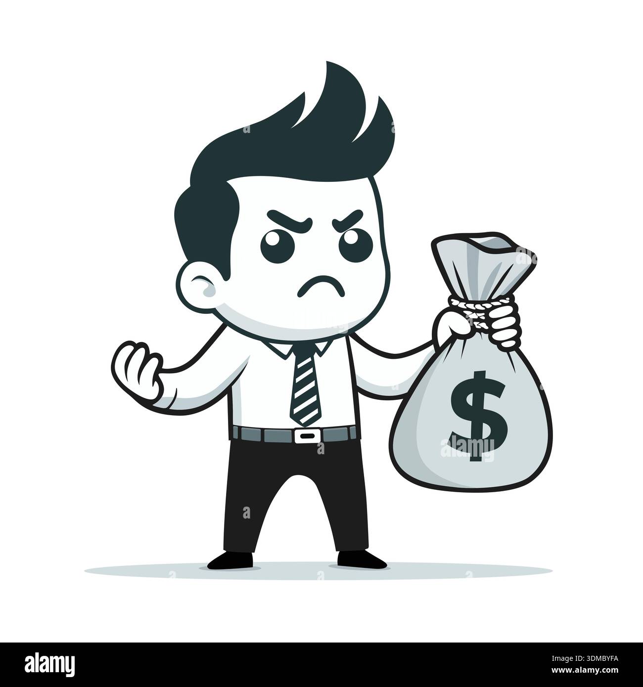 Angry Businessman Holding Money Bag, Financial Conflict and Greed ...
