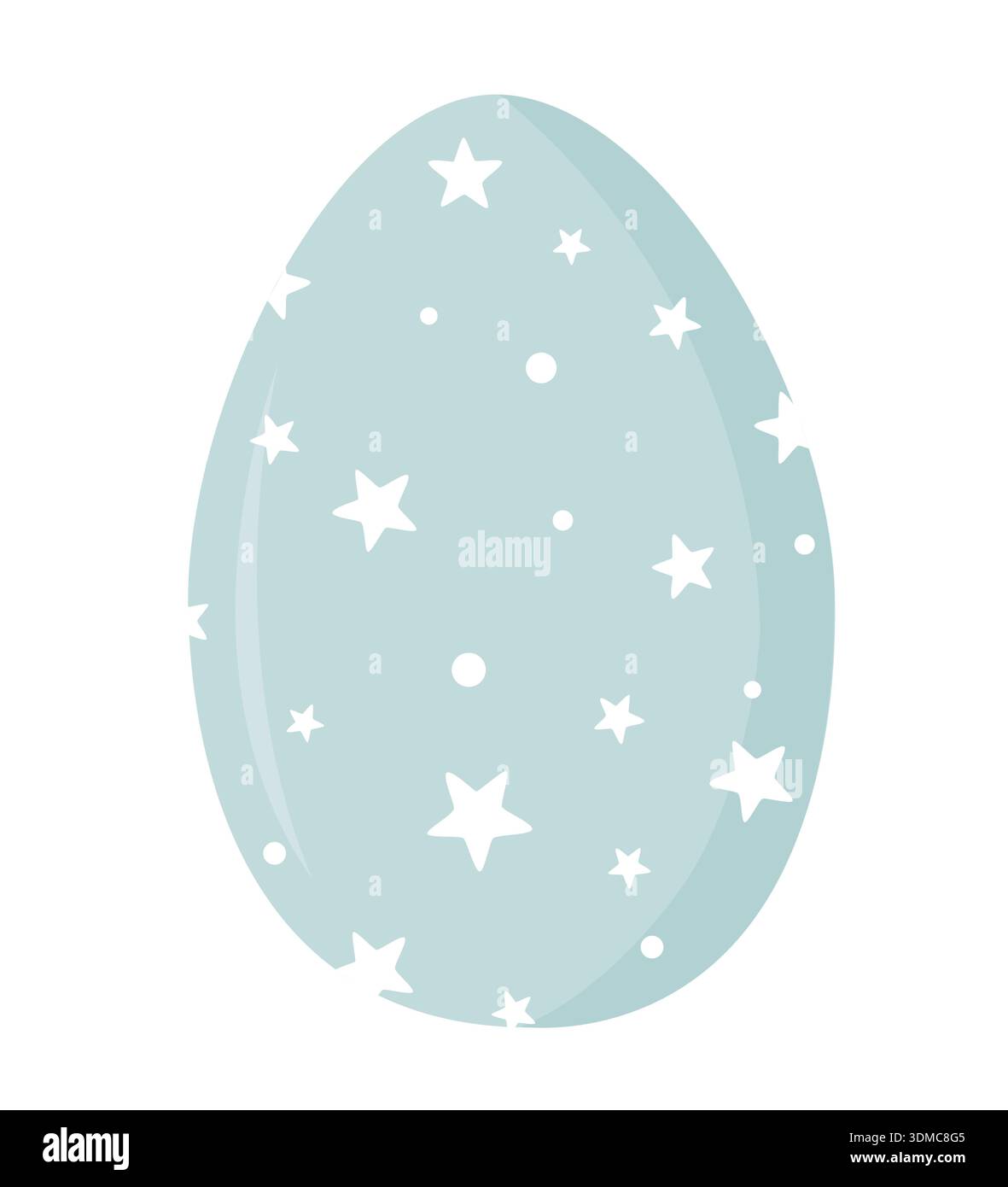 Blue painted Easter egg with star pattern isolated on white. Vector illustration Stock Vector