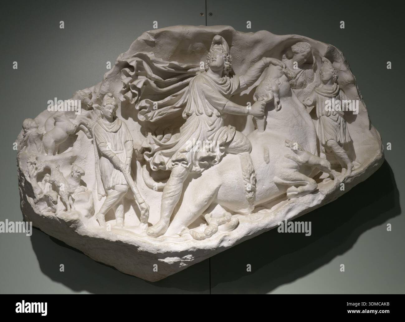Plaster cast of Relief with Mithras killing a bull (Tauroctony). National Archaeological Museum of Aquileia (Museo Archeologico Nazionale). Italy. Rom Stock Photo