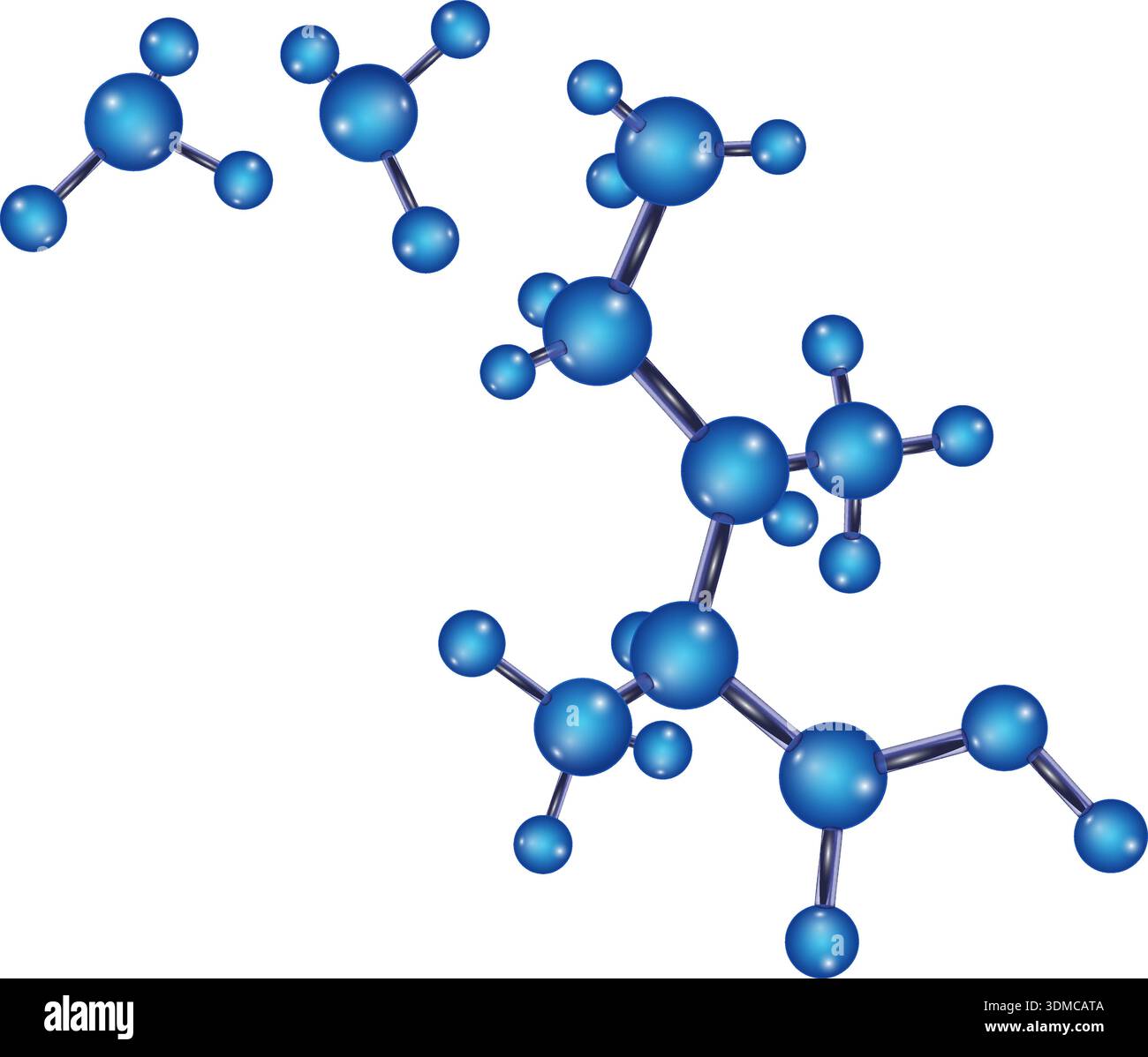 A blue molecule is shown in a line with other blue molecules Stock ...