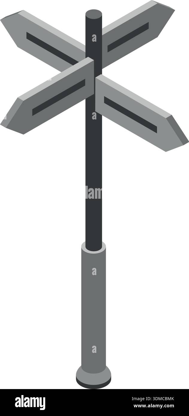 A street sign with four arrows pointing in different directions Stock Vector